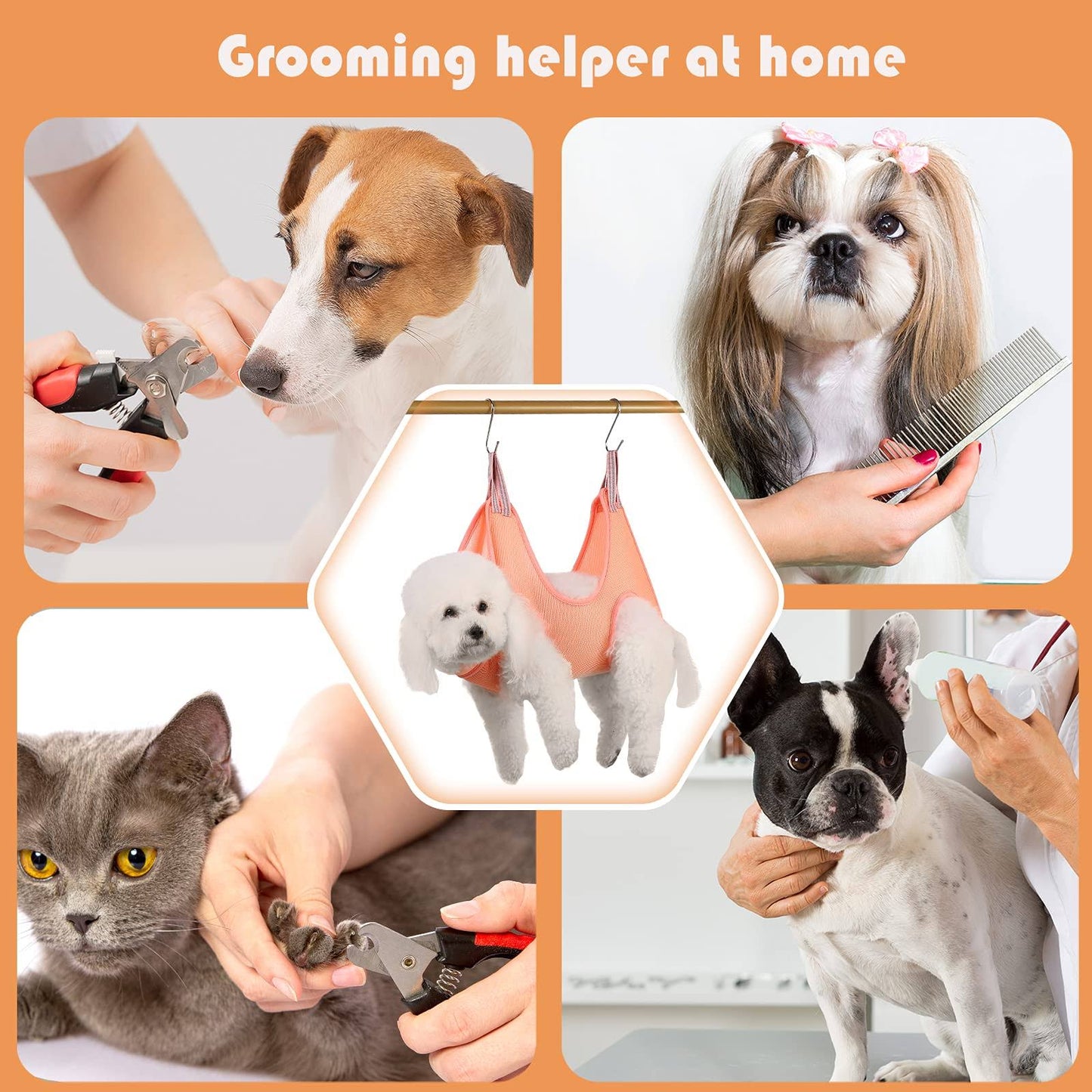 Pet Grooming Hammock For Dog & Cat, Cat Hammock Restraint Bag For Bathing Trimming Nail Clipping