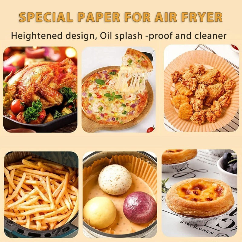 100/200pcs Air Fryer Disposable Liners 6.3 Inch Non-Stick Air Fryer Baking Papers Round Air Fryer Paper Liners Kitchen Accessories