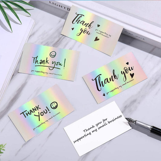 Laser Rainbow Thank You Cards (1/20 pcs): Perfect for Weddings, Business, Graduation, and Gift Packaging