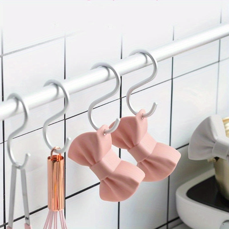 2 Pcs Silicone Pot Clip - Non-Slip Bowknot Handle Sleeves for Kitchen Cooking