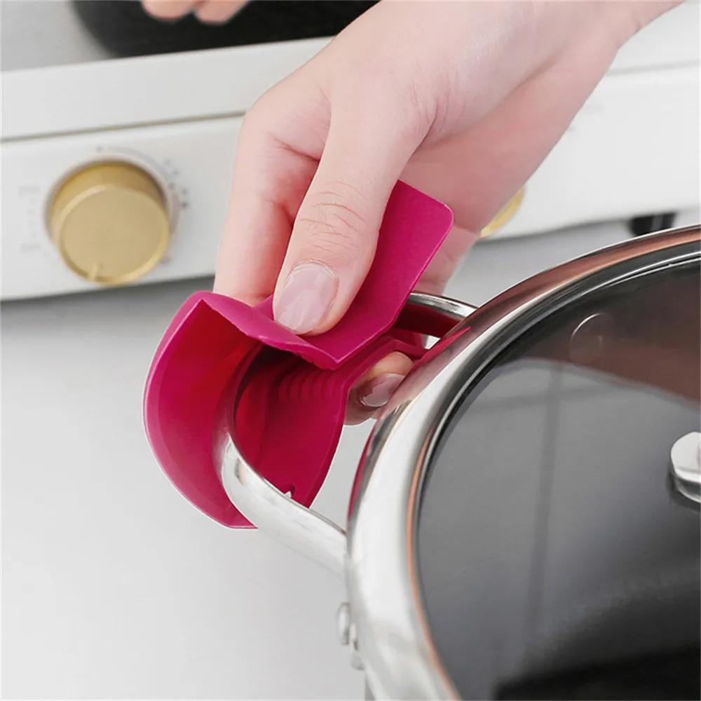 2 Pcs Silicone Pot Clip - Non-Slip Bowknot Handle Sleeves for Kitchen Cooking