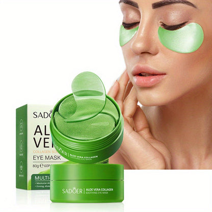 60pcs/box, Moisturizing and Firming Aloe Vera Collagen Eye Mask for Youthful and Radiant Eyes - Hiccupzz