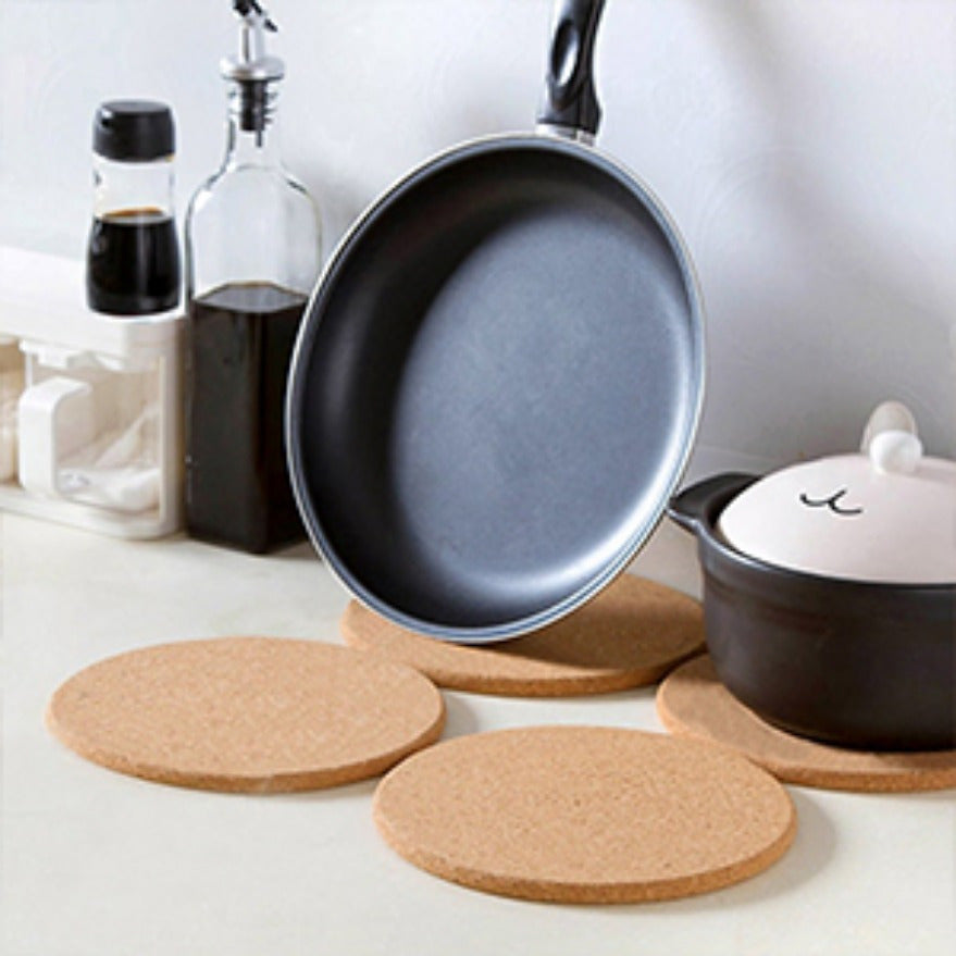 4pcs Trivet, Thick Round Cork, Hot Pads For Dishes, Pots, Pans And Plants, Hot Pads For Table And Countertop, Home, Kitchen Supplies