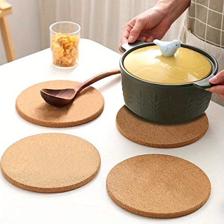 4pcs Trivet, Thick Round Cork, Hot Pads For Dishes, Pots, Pans And Plants, Hot Pads For Table And Countertop, Home, Kitchen Supplies