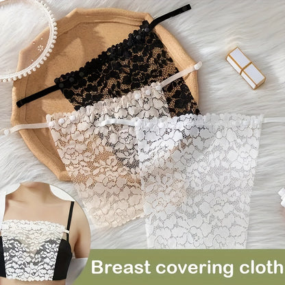 3 pcs Elegant Floral Lace Chest Cover with Semi-Sheer Anti-Peep Shield Pads - Women's Lingerie & Underwear Accessory - Hiccupzz