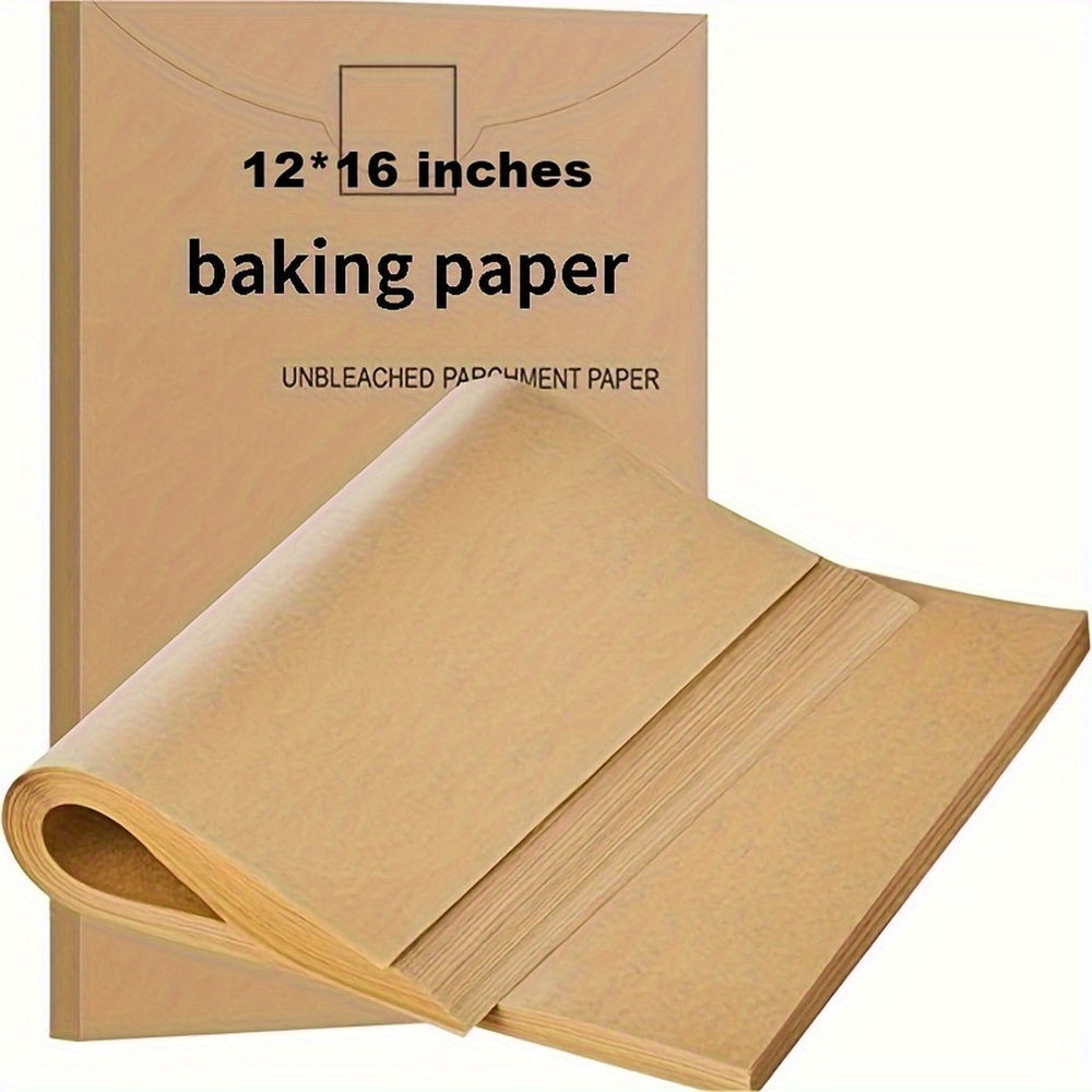 Economy Pack 50/100/200pcs Parchment Paper Baking Sheets, 12 X 16 Inches, Precut Non-Stick Parchment Sheets For Restaurant Baking, Cooking, Grilling, Air Fryer And Steaming (Unbleached)