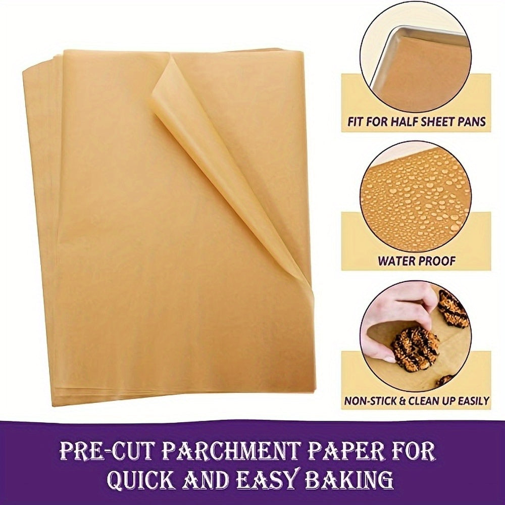 Economy Pack 50/100/200pcs Parchment Paper Baking Sheets, 12 X 16 Inches, Precut Non-Stick Parchment Sheets For Restaurant Baking, Cooking, Grilling, Air Fryer And Steaming (Unbleached)