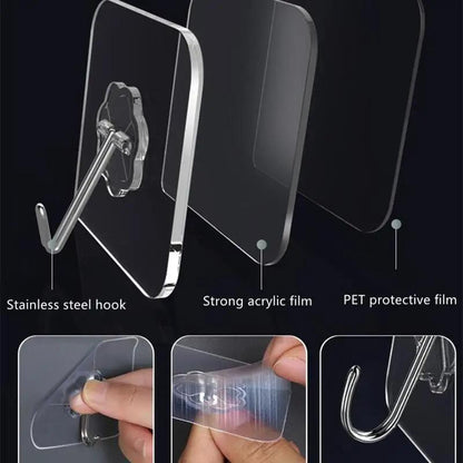 Punch-Free Wall Hook (1/5/10pcs): Self-Adhesive Plastic Hook for Keys, Hats, Towels, and Sundries - Storage Solution for Bathroom, Bedroom, Office, and Kitchen - Hiccupzz