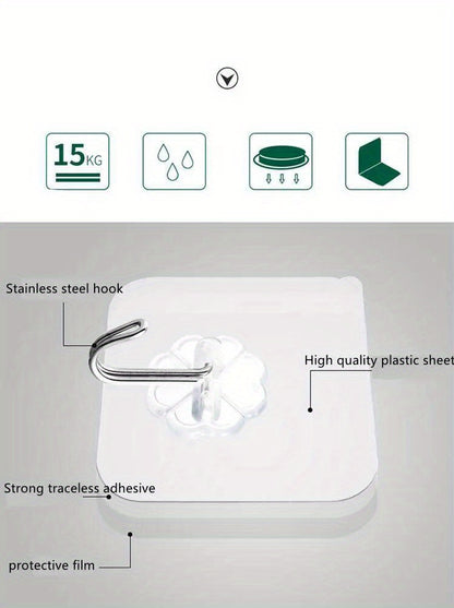 Punch-Free Wall Hook (1/5/10pcs): Self-Adhesive Plastic Hook for Keys, Hats, Towels, and Sundries - Storage Solution for Bathroom, Bedroom, Office, and Kitchen - Hiccupzz