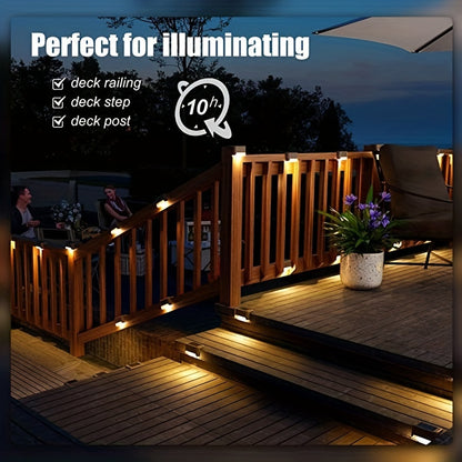 7-Pack Waterproof Solar Deck Lights, Warm White LED for Outdoor Stairs, Fence, Garden, Patio, Balcony, and Pathway Decor - Hiccupzz