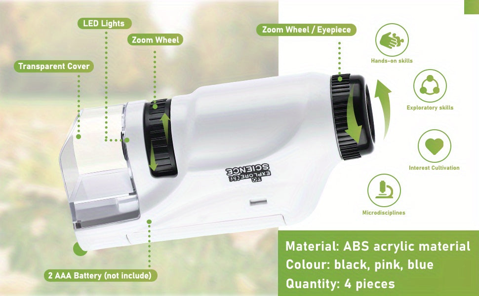 1pc Portable Microscope - Explore Nature's Wonders, Ideal Educational Gift & School Supply