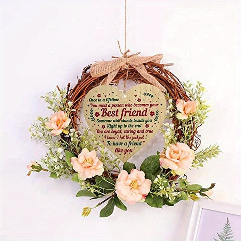 1pc Wooden Heart-Shaped Hanging Sign (10cm) – Friendship Plaque for Home Decor and Gifts