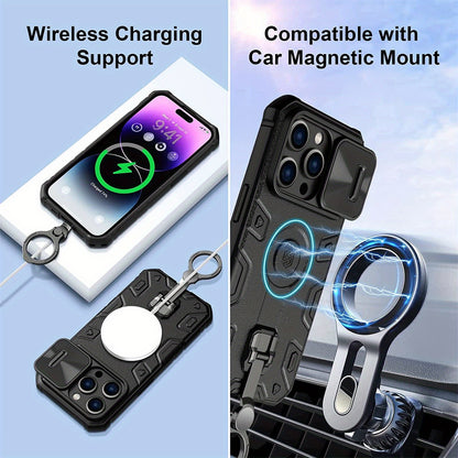 Wefor Case for iPhone 14 Pro Max Case with Stand, Slide Camera Cover, Military Grade Shockproof Portective Case Compatible with MagSafe Wireless Charger&Magnetic Car Mount Holder - Hiccupzz
