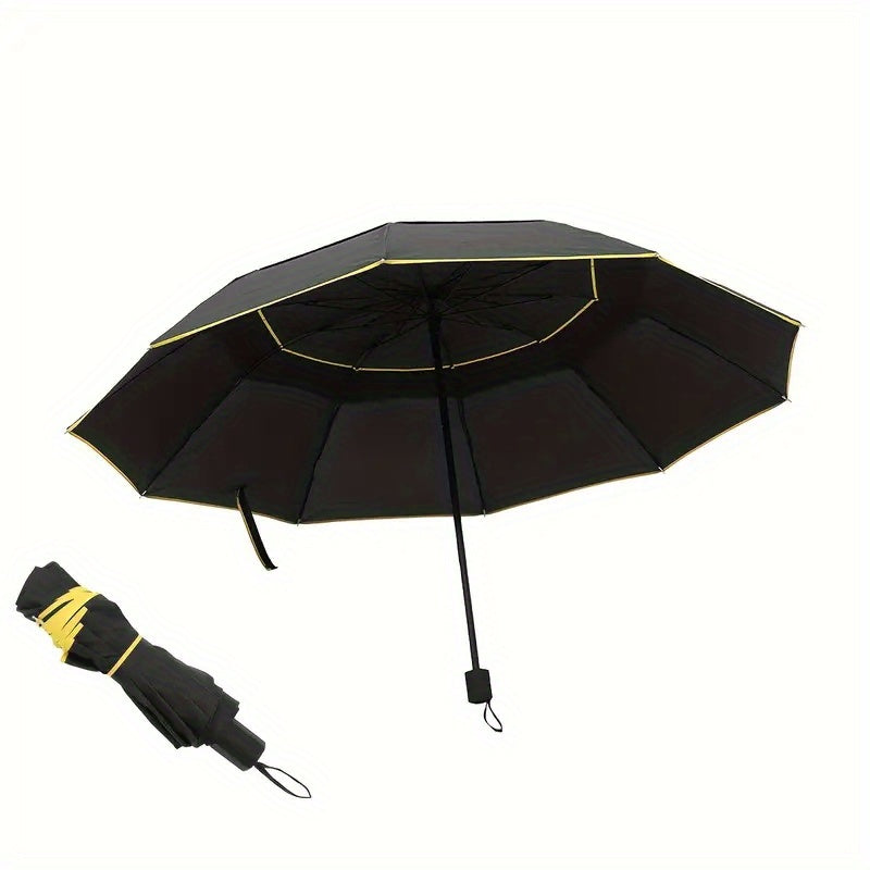 Solid Color Large 10 Ribs Folding Umbrella - Casual, Lightweight, Durable, Portable & Windproof Umbrella for Men & Women