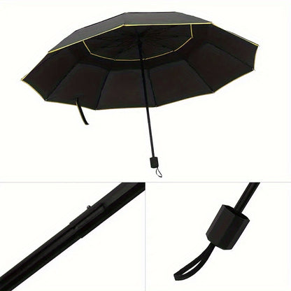 Solid Color Large 10 Ribs Folding Umbrella - Casual, Lightweight, Durable, Portable & Windproof Umbrella for Men & Women
