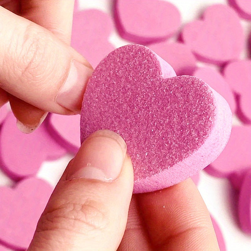 Mini Love Heart Shaped Nail Files: Double-Sided Sponge Buffers, Washable Nail Care Blocks for Home and Salon Use