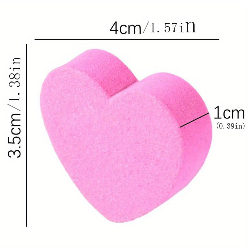 Mini Love Heart Shaped Nail Files: Double-Sided Sponge Buffers, Washable Nail Care Blocks for Home and Salon Use