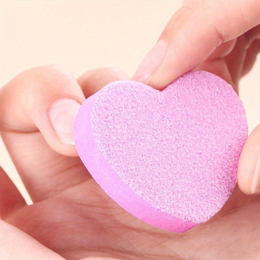 Mini Love Heart Shaped Nail Files: Double-Sided Sponge Buffers, Washable Nail Care Blocks for Home and Salon Use