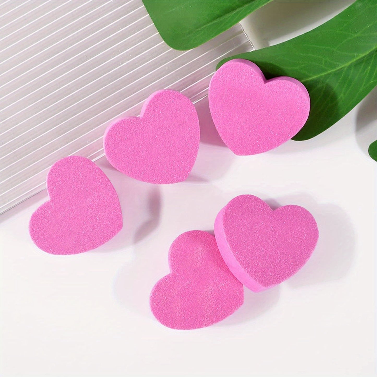 Mini Love Heart Shaped Nail Files: Double-Sided Sponge Buffers, Washable Nail Care Blocks for Home and Salon Use