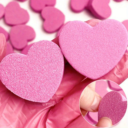 Mini Love Heart Shaped Nail Files: Double-Sided Sponge Buffers, Washable Nail Care Blocks for Home and Salon Use - Hiccupzz