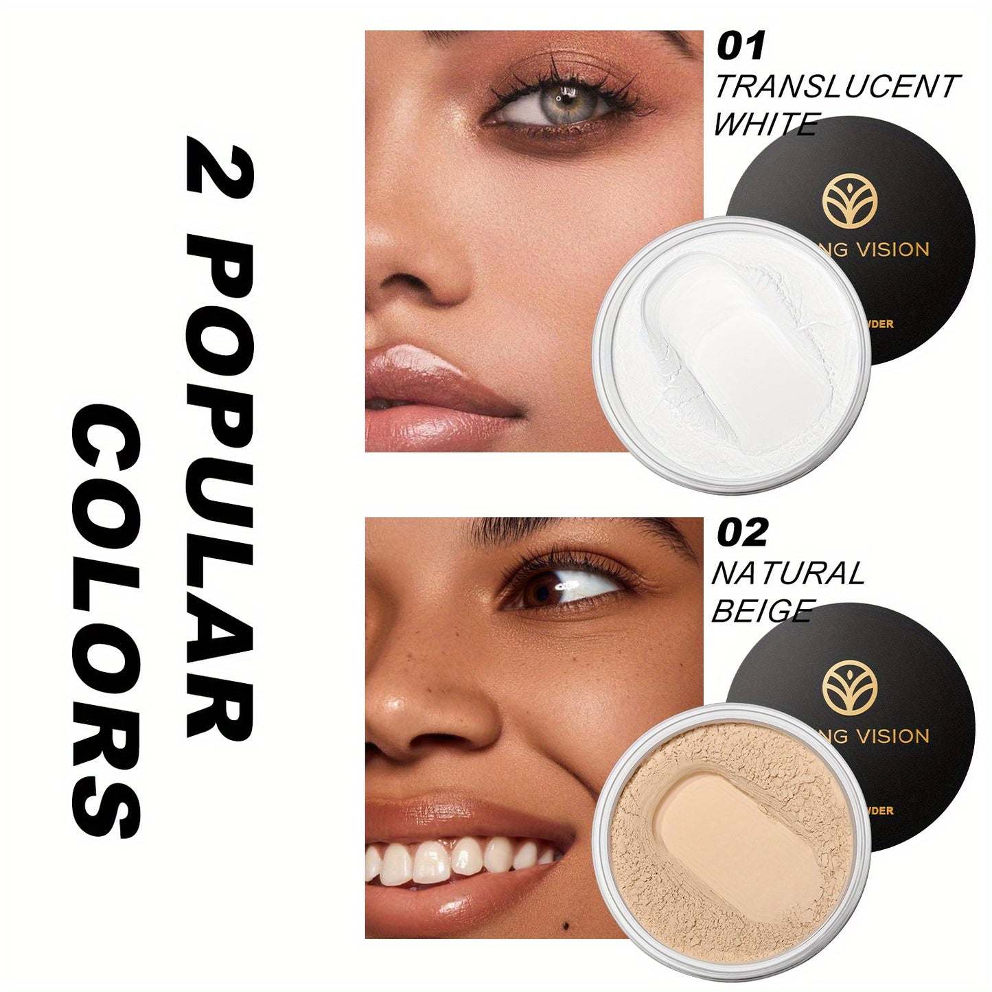 2pcs YOUNG VISION Flawless Finish Loose Powder - Translucent Setting Powder, Blurs Fine Lines & Imperfections, Lightweight, Long-Lasting, Suitable for All Skin Types, Makeup Essential