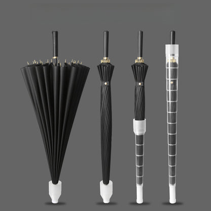24 Ribs Compact & Waterproof Stick Umbrella with Water Cover, Durable Large Straight Umbrella for Men & Women