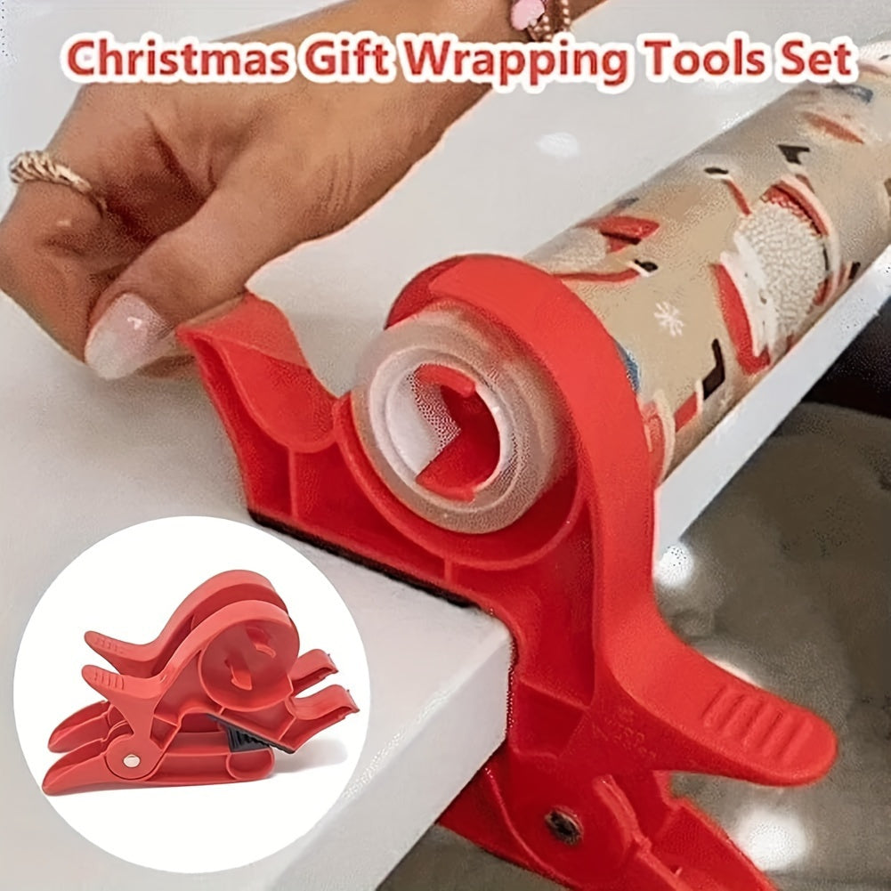 2-Pack Plastic Wrapping Paper Cutter Tool, Gift Packaging Tape Dispenser Office Artifact for Gift Wrapping