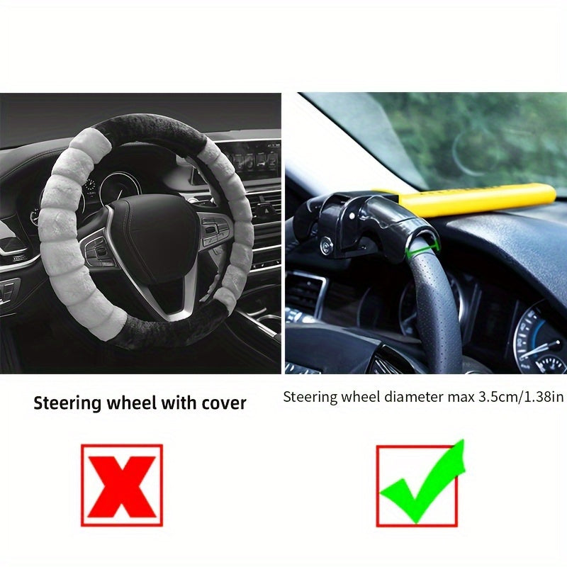 1 Pc Heavy Duty Iron Steering Wheel Lock - Universal Anti-Theft Car Security Device with 2 Keys - For Car Owners