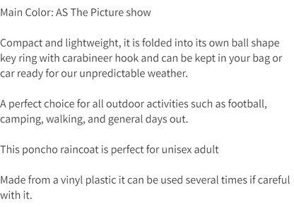 Compact Emergency Rain Poncho Keychain: Portable Disposable Raincoat for Travel, Hiking, Fishing, and Camping - Hiccupzz