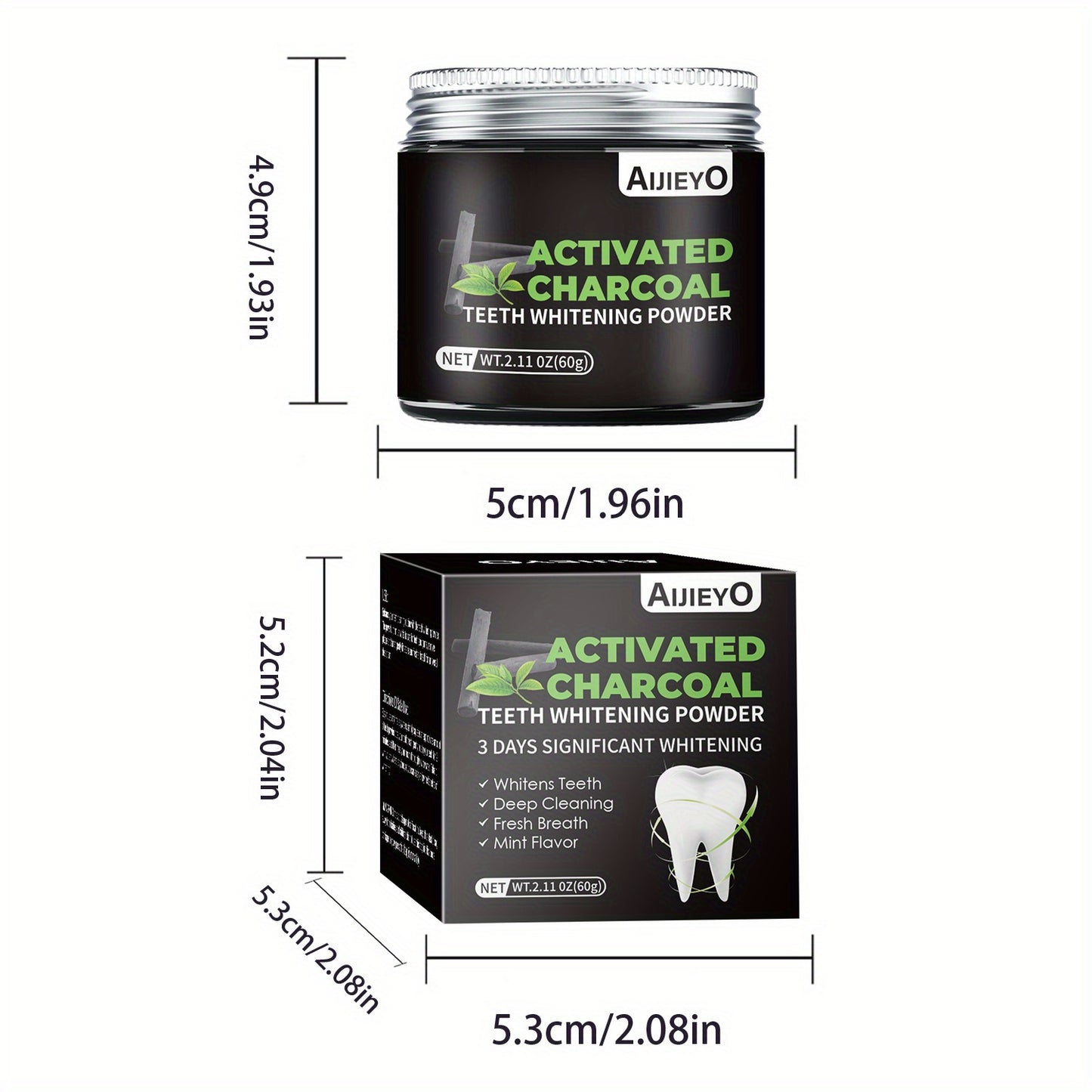 Charcoal Teeth Whitening Powder – Natural Brightening, Deep Cleaning & Mint Freshness