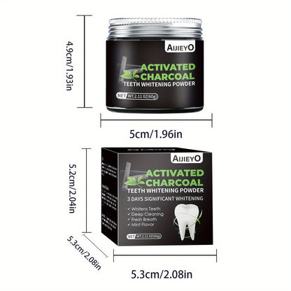 Charcoal Teeth Whitening Powder – Natural Brightening, Deep Cleaning & Mint Freshness - Hiccupzz