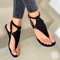 Women's Fashion Flat Sandals, Solid Color Clip Toe Ankle Strap Shoes, Casual Summer Thong Sandals - Hiccupzz