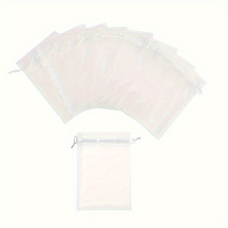 10Pcs Elegant Sheer Organza Drawstring Gift Bags – Ideal for Wedding Favors, Jewelry Packaging, and Party Candy Pouches