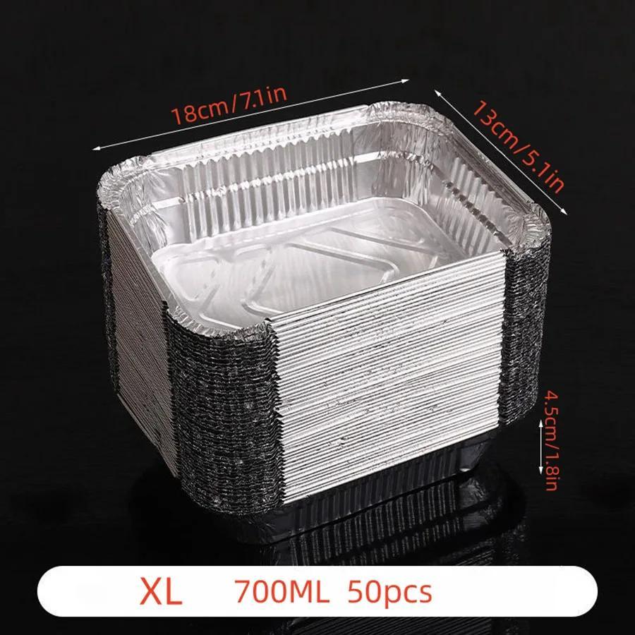 50-Pack Disposable Aluminum Foil Pans | Multipurpose Alloy Tin Cooking Containers for Baking, Heating, Storing