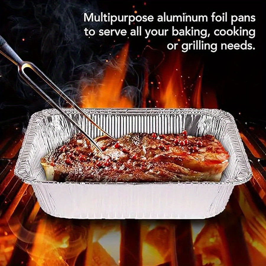 50-Pack Disposable Aluminum Foil Pans | Multipurpose Alloy Tin Cooking Containers for Baking, Heating, Storing