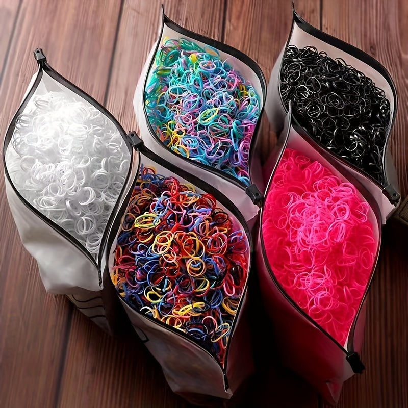 1000pcs Colorful Disposable Rubber Bands Set - Perfect For Girls' Casual Hair Styling & Accessories