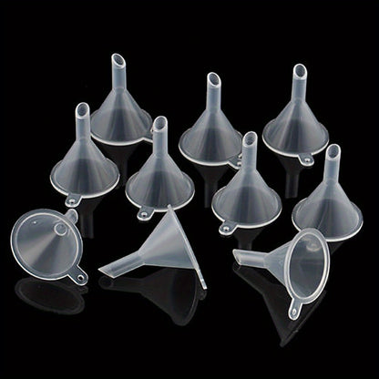 Mini Plastic Funnels (10-Pack): Multipurpose for Bottle Filling, Essential Oils, Perfume, Spices, Sand Art, and Powder Transfer - Hiccupzz