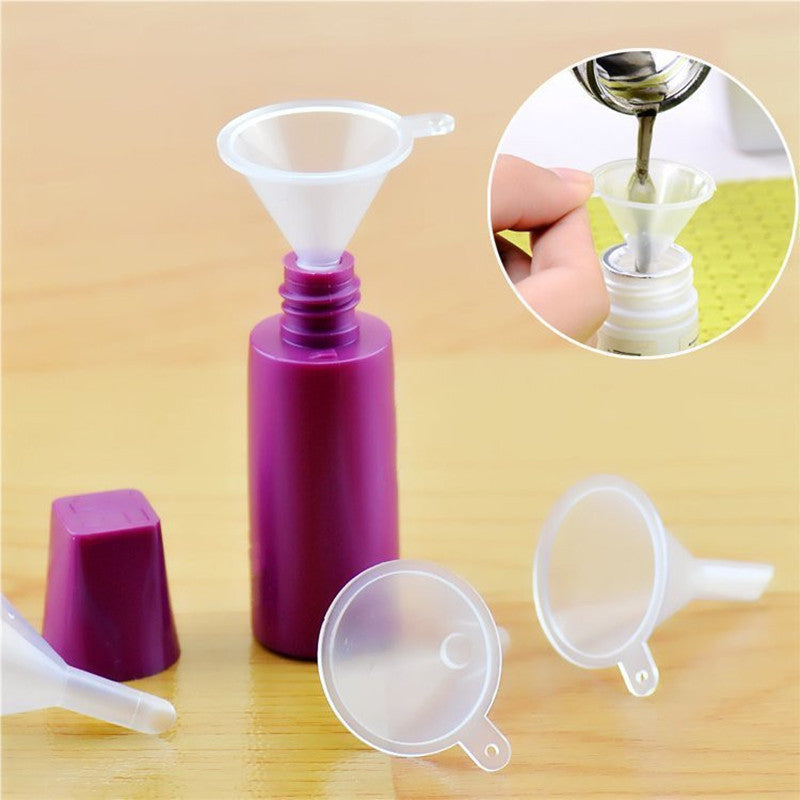 Mini Plastic Funnels (10-Pack): Multipurpose for Bottle Filling, Essential Oils, Perfume, Spices, Sand Art, and Powder Transfer