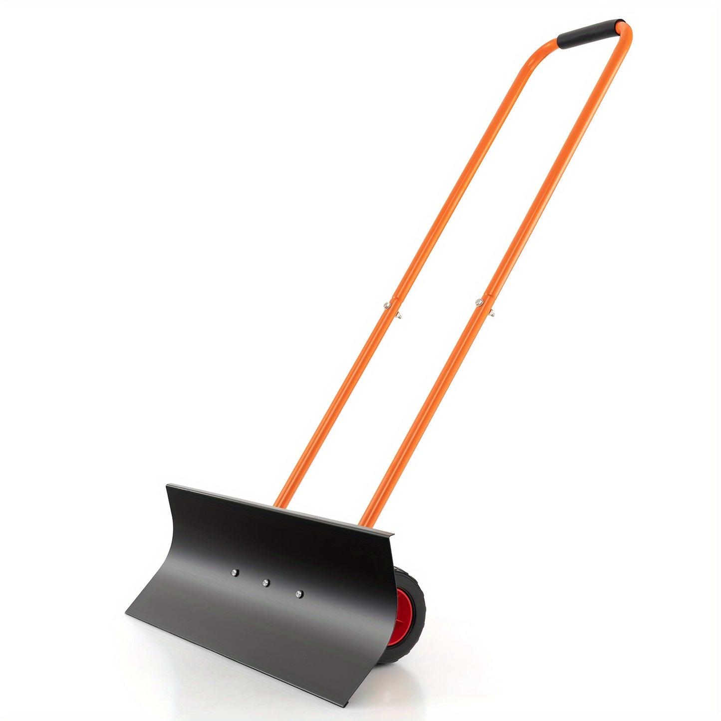 Multigot 30" Snow Shovel Heavy-Duty Metal Adjustable Height Wheeled Snow Removal Pusher