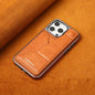 Light luxury premium leather phone case, suitable for iPhone 12/13/14/15Plus/ProMax series with built-in stand phone case and card clip - Hiccupzz