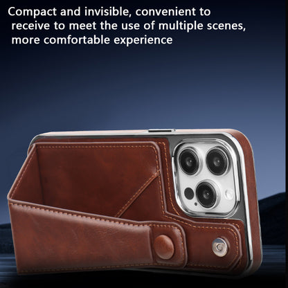 Light luxury premium leather phone case, suitable for iPhone 12/13/14/15Plus/ProMax series with built-in stand phone case and card clip - Hiccupzz