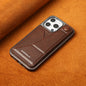 Light luxury premium leather phone case, suitable for iPhone 12/13/14/15Plus/ProMax series with built-in stand phone case and card clip - Hiccupzz