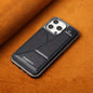 Light luxury premium leather phone case, suitable for iPhone 12/13/14/15Plus/ProMax series with built-in stand phone case and card clip - Hiccupzz