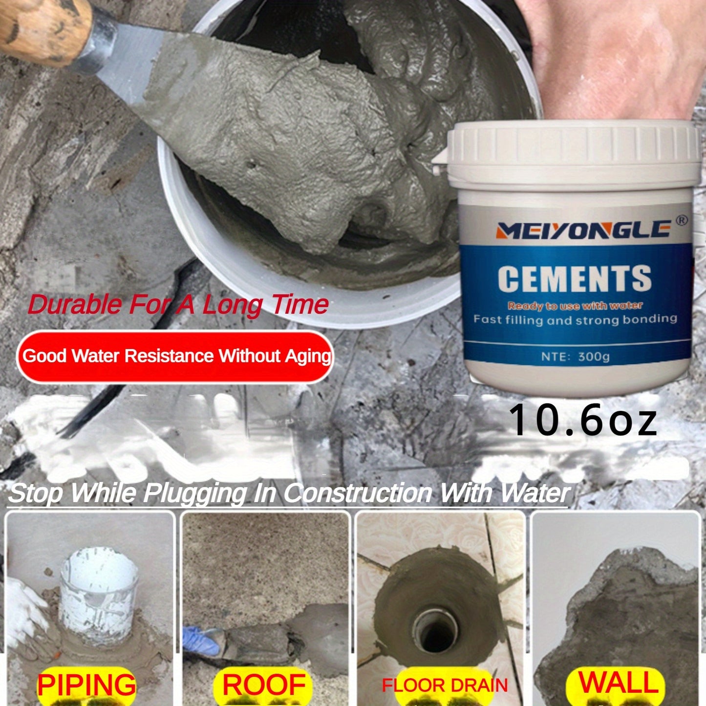 Super Strong Cement Repair, Waterproof Anti-Cracking High Temperature Resistant Cement for Wall & Floor, Home Repair Tool, Tile Decoration Concrete