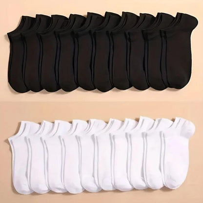 Unisex Low Cut Ankle Socks - 10/20/40 Pairs, Black, White, Grey - Hiccupzz
