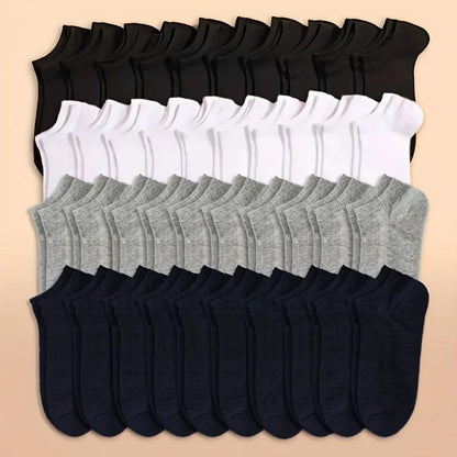 Unisex Low Cut Ankle Socks - 10/20/40 Pairs, Black, White, Grey - Hiccupzz