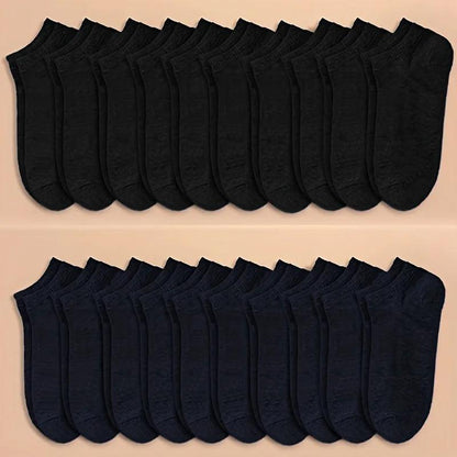 Unisex Low Cut Ankle Socks - 10/20/40 Pairs, Black, White, Grey - Hiccupzz