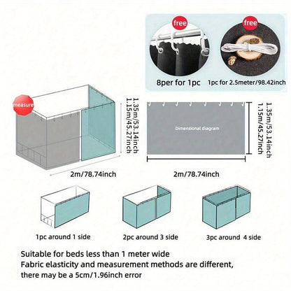 1 Pc Starry Night Bed Curtain - Blackout Dorm Room Window Divider, Polyester, Machine Washable, Mixed Colors