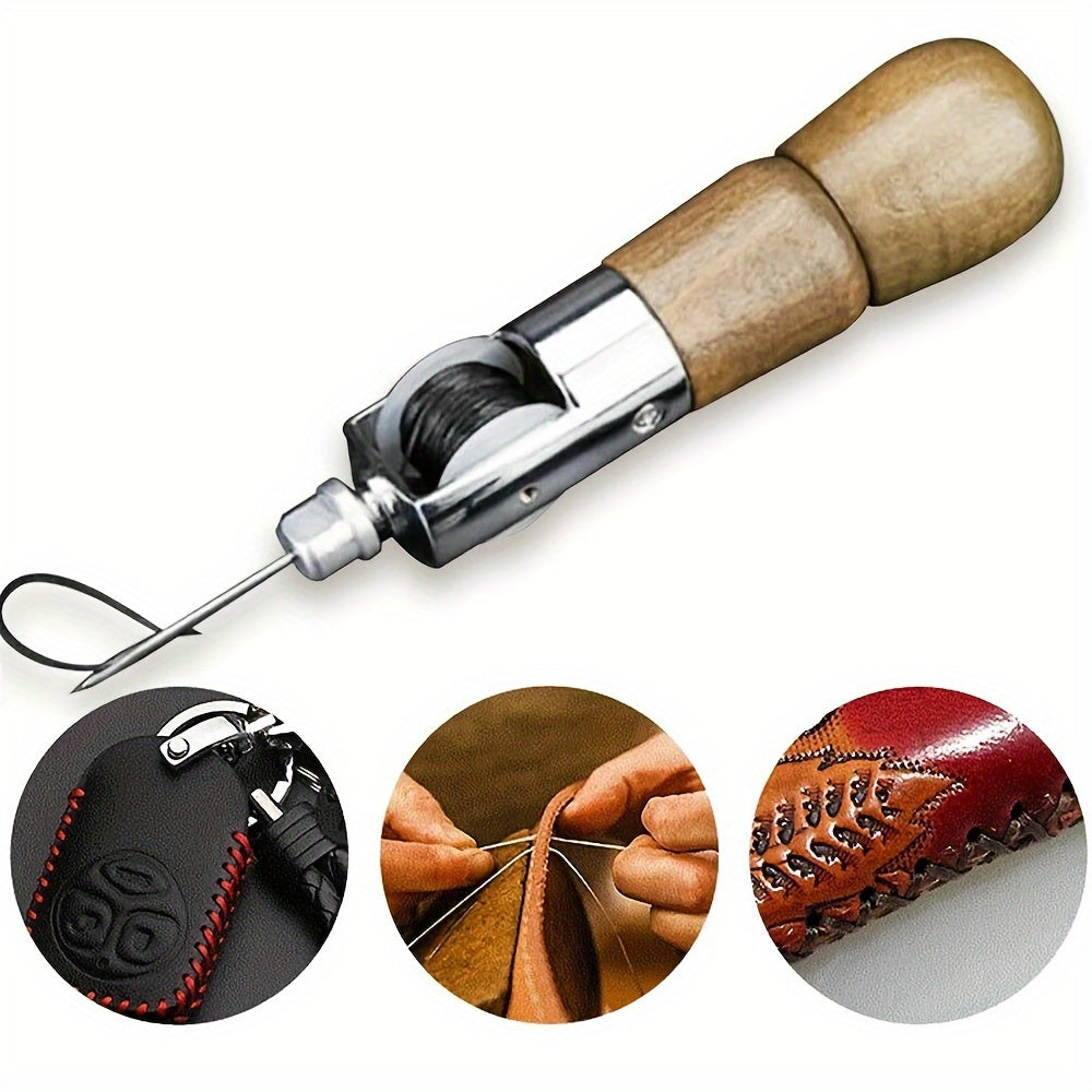 Professional Leather Sewing Awl Kit - Speedy Stitcher Tool for DIY Craft & Repair, Includes Needles - Leather