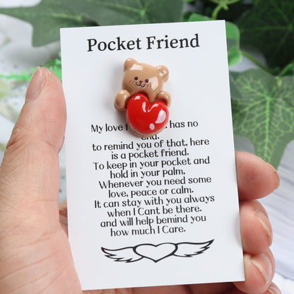 Pocket Friend Resin Love Heart Bear Hug Token – Lasting Keepsake Gift for Weddings, Birthdays, and Valentine's Day - Hiccupzz